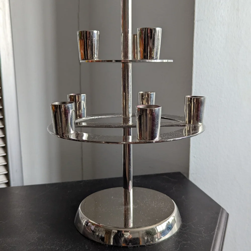 Elegant Crate and Barrel Candelabra Chrome/Nickel Table Centerpiece - Used Once.